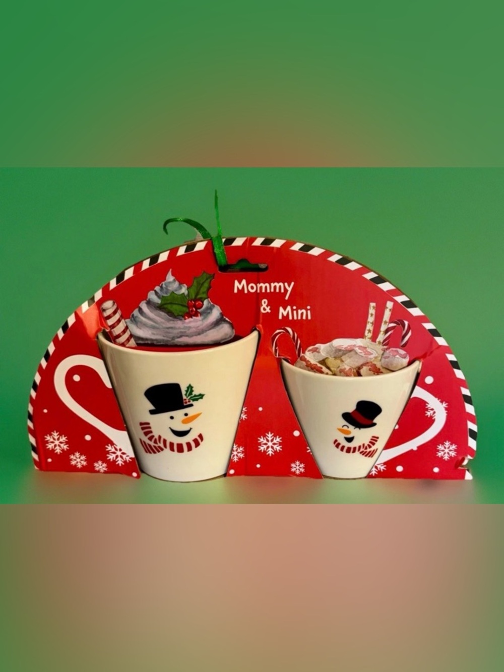 Holiday Time Christmas Snowman "Mommy & Mini" Ceramic Mug set Hot Chocolate